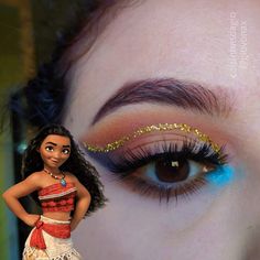 Moana Eye Makeup, Moana Inspired Makeup, Hawaiian Makeup, Disney October, Moana Jr, Aloha Birthday