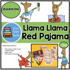 llama lamaa red pajama book with pictures and instructions on the cover