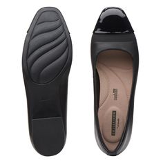 Walk into your day in comfortable style wearing the Clarks® Juliet Monte! These stylish flats have a combination leather and synthetic upper. The easy slip-on design, Ortholite® footbed, and a rubber outsole to keep you walking in comfort throughout the day! Leather and synthetic upper,Easy slip-on design,Ortholite® footbed,Rubber outsole,Soft shoe lining,Clarks® branding details | Women's Clarks Juliet Monte Heels in Black Leather Size 8.5 Medium Slip-resistant Synthetic Flats With Round Toe, Slip-resistant Medium Width Flats, Slip-resistant Synthetic Flats, Cushioned Office Slip-ons, Slip-resistant Closed Toe Synthetic Flats, Flat Slip-ons With Cushioned Footbed For Work, Slip-on Slip-resistant Flats, Flat Slip-ons With Ortholite Insole For Work, Slip-resistant Slip-on Flats