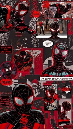 spider - man collaged in red and black, with the caption'it was only a dream '