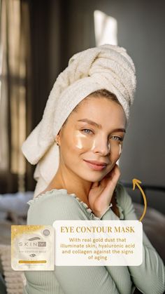 With real gold dust that helps to illuminate skin, with hyaluronic acid 💧and collagen against the signs of aging. A specific formula for the eye contour area, for a radiant, more youthful look.🌟An easier application thanks to hydrogel patches🌸 Brown Spots On Face, Younger Skin, Gold Dust, Contour Makeup, Beautiful Gif, The Signs, Real Gold