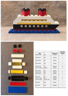 a lego boat is shown with instructions to build it