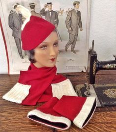 "INTRODUCTORY SALE PRICE! Regular price $9.99 Wearing History #R121- Circa 1933 Accessories. Hats, scarf, and gauntlet cuffs. This listing is for an E-Pattern to print yourself at home on your home printer's USA letter and A4 sized paper. Please read details below. A Wearing History Resto-Vival™ pattern based on an original historical pattern from the 1930's. This pattern is for Art Deco style accessories from 1933. This pattern includes two hats, one scarf, and gauntlet cuffs that you can wear Sewing Book, Diy Doll, Vintage Sewing Patterns, Style Accessories, Vintage Pattern, Art Deco Style, Deco Style, Sale Price, Vintage Patterns