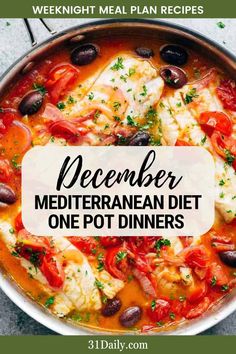 a pot filled with mediterranean diet one pot dinner