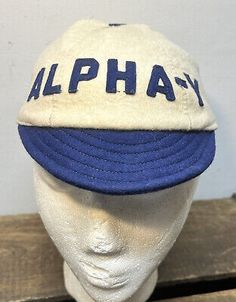 (eBay) Antique Vtg 1920s Alpha-Y Baseball Wool 6 Panel Short Brim Baseball Cap Hat NM Wool Baseball Cap, 6 Panel Hat, Vintage Baseball Hat, Vintage Baseball Hats, Antique Hats, Sticky Fingers, Sweat Band, Vintage Patches, Wool Balls