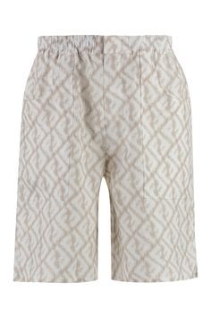 F18DO FENDI LINEN BERMUDA-SHORTS Linen Bermuda Shorts, Ff Logo, Mens Fall, Gray Linen, Luxury Linen, Linen Shorts, Sweaters Knitwear, Stylish Fashion, Denim Pant