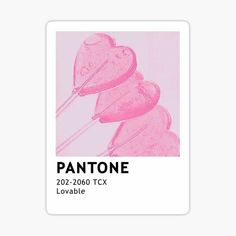 the pantone logo sticker is shown in pink and has three hearts on it