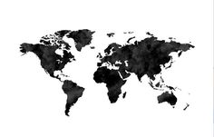 a black and white world map with blue pins in it's center, on a white background