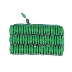 This green coin purse is handmade and has an inner cloth liner with a beaded outer shell. It is made from handmade recycled paper beads that are coated with a skin-safe waterproof finish! Any black print that you see on the green is writing that was on the paper. A great little purse to use for change or credit cards. Carry this pouch alone. Or carry it inside a larger purse. Size is roughly 4 x 6 Inches By purchasing any item from our shop you feed a family for 3 meals and help send children to Handmade Green Coin Purse As Gift, Handmade Green Coin Purse For Gift, Uganda Women, Beaded Coin Purse, Women Crafts, Purse Handmade, Paper Beads, Coin Purses, Purse Pouch