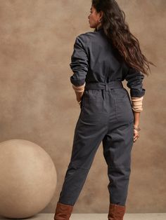 Inspired by M65 Field Jackets and vintage flightsuits, this utilitarian classic features modern details.  Made from a sturdy, stretch twill that has been garment dyed for color-washed look and extra soft feel.  RELAXED FIT: Expertly cut for a loose f Cheap Utility Overalls For Streetwear, Luxury Spring Utility Jacket For Outdoor, Luxury Modern Utility Jacket For Spring, Luxury Spring Outdoor Utility Jacket, Utility Jumpsuit Shoes, Cheap Utility Denim Jumpsuit For Fall, Luxury Chic Utility Jacket For Spring, Chic Fitted Overalls At Affordable Price, Womens Jumpsuit Dress