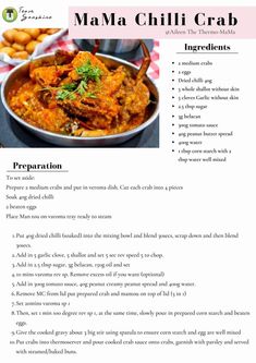 the recipe for maa chilli crab is shown