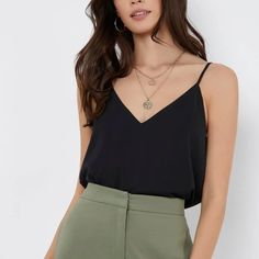 Shein Solid Cami Top In Black. Spaghetti Strap, Regular Fit, Non-Stretch, Plain Cami. Never Worn! Material: 100% Polyester Fits Like Size 4 Equivalent. Measurements: Bust: 34.8” Length: 23.3” Bride Lingerie, Dressy Tank Tops, Spaghetti Strap Top, Women Tank Tops, Black Camis, Strap Tops, Tank Top Cami, Mens Swimwear, Cami Top