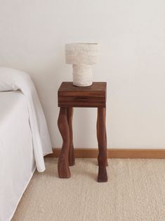 Side Table in Walnut - No Foot End Tables Modern Accent Table, A Vase Of Flowers, Modern Accent Tables, Ceramic Furniture, Walnut Side Tables, Vase Of Flowers, Carved Legs, Console Cabinet, Small Side Table