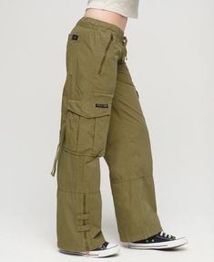 Cargos Women, Superdry Cargo Pants, Relaxed Fit Wide-leg Cargo Pants With Elastic Waistband, Relaxed Fit Military Cargo Bottoms, Military Style Cargo Trousers With Pockets, Cargo Pants Green, Bdg Y2k Low-rise Cargo Pants, Uni Fits, Wide Leg Cargo Pants