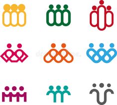 colorful people icon set on white background