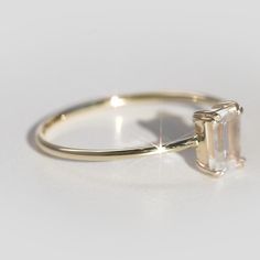 Solid Gold Natural Gemstone Baguette Birthstone Ring | Local Eclectic – local eclectic Classic Open Crystal Ring For Everyday, Classic Everyday Open Birthstone Ring, Classic Diamond Crystal Ring For Everyday, Timeless Everyday Birthstone Rings, Classic 14k Gold Moonstone Birthstone Ring, Classic Everyday Yellow Gold Crystal Ring, Everyday Classic Yellow Gold Crystal Ring, Dainty 14k Gold Emerald Cut Birthstone Ring, Dainty 14k Gold Birthstone Ring With Emerald Cut