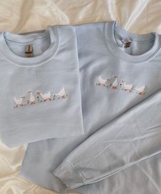 "Embroidered Geese Sweatshirt -Embroidered on a cotton/polyester blend crewneck sweatshirt, this design is simple and minimalistic, perfect for every outfit! -Embroidery design measures 1.5\" x 3\". -See product pictures for shirt sizing chart. **SWEATSHIRTS ARE IN UNISEX SIZING AND RUN TRUE TO SIZE. -All sweatshirts are handmade on an embroidery machine so there may be slight differences, but we only sell the sweatshirts that meet our high-quality standards. -To maintain the quality of your swe Embroidery Designs Sweatshirt, Simple Embroidery Designs, Embroidered Crewneck, Personalized Embroidery, Simple Embroidery, Sweatshirt For Men, Women Christmas, Custom Sweatshirts, Embroidered Sweatshirt