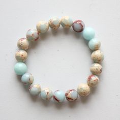 Stone Beaded Boho Stretch Bracelet - Made in the USA Candle Stamping, Turquoise Home Decor, Earthy Vibes, Stamped Spoons, Candle Cards, Playful Style, Turquoise Rings, And So The Adventure Begins, Beaded Stretch Bracelet