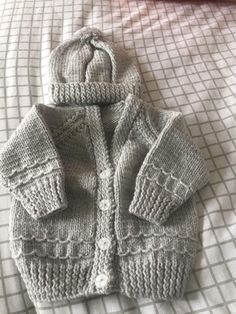 2 in 1 piece with matching hat and cardigan. Warm Gray Cardigan For Cold Weather, Cozy Warm Gray Cardigan, Fitted Gray Soft Knit Cardigan, Warm Gray Knit Cardigan, Classic Gray Knit Outerwear, Grey Cardigan, Gender Neutral Baby, Beanie Hat, Baby Bodysuit