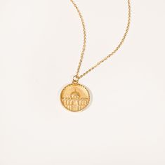 This elegant necklace includes a detailed 3D rendering of the Dome of the Rock (Qubbat al-Sakura) in Al-Aqsa compound. It is beautifully contained on a circular pendant with a rope like border and will compliment any style. The pendant and chain are premium quality 18k gold plated. Pendant Size: 0.75 inch Chain Size: 22 inches The Dome Of The Rock, Dome Of The Rock, Elegant Necklace, Elegant Necklaces, 3d Rendering, Everyday Jewelry, Ring Bracelet, The Rock, Necklaces Bracelets