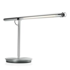 a desk lamp on a white surface with one light on the top and two lights on the bottom