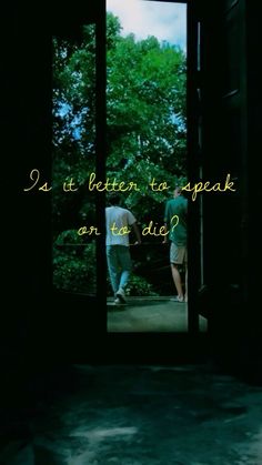 two people walking into an open door with the words, is it better to speak or teach?