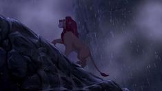 the lion king is standing in the rain