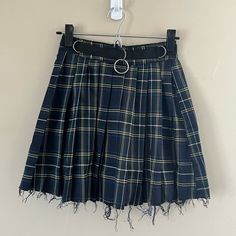 This Current Mood High Waisted Distressed School Girl Plaid Skirt Is Absolutely Adorable, And Is Unworn. Current Mood, Plaid Skirt, Plaid Skirts, Feminine Style, Womens Skirt, Color Blue, Cute Outfits, Plaid, High Waisted