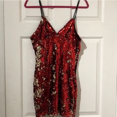 Brand New With Tag. Never Worn. Sequin Bling Reversible Red & Metallic Silver Mini Dress Size L Super Cool Reversible Color. You Can Dress Up In Red Or Silver, Your Choice. Perfect For Any Party. Super Sexy! #Dress&Skirtbox1 Red Sequin Holiday Dress For Date Night, Red Sequin Dress For Date Night Holiday, Red Sequin Dress For Holiday Night Out, Red Sequin Mini Dress For Holiday, Red Sequin Mini Dress For Party Season, Holiday Red Sequin Mini Dress, Red Holiday Sequin Mini Dress, Red Sequin Dress For Night Out, Glamorous Sequin Mini Dress By Forever 21