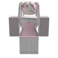 a paper doll with white hair and pink bows on her head sitting in a box