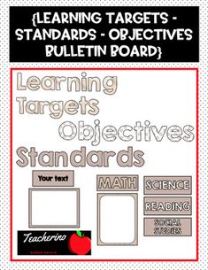 a poster with the words learning targets, and an apple on it's side