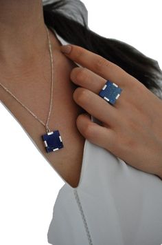 Sterling Silver Jewelry With Inlay For Anniversary, Sterling Silver Inlay Jewelry For Anniversary, Anniversary Sterling Silver Jewelry With Inlay, Fine Jewelry With Inlay As A Gift, Modern Untreated Jewelry For Gift, Minimalist Lapis Lazuli Jewelry Gift, Minimalist Lapis Lazuli Jewelry For Gift, Handmade Lapis Lazuli Ring, Untreated White Gold Jewelry Gift