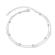 PRICES MAY VARY. The Layered Pearl Bead Anklet are made of genuine sterling silver, Won't change color or get dark. Nickel Free. Length: 8 inches with 2 inches extender can adjust to your size. Total length 10 inches Great gifts for daughter, friend, bride, sister, mother, lover and wife.This anklet accessories make you look more charming and attractive. Free Free exquisite gift wrap: gift bag + silver polishing cloth.gift wrap: gift bag + silver polishing cloth. A perfect gift for Valentine's D Anklet Accessories, Moonstone Anklet, Gifts For Young Women, Bead Anklet, Silver Ankle Bracelet, Gifts For Daughter, Anklet For Women, Heart Anklet, Wrap Gift