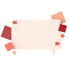 an empty speech bubble with red and pink squares around it on a white background photo