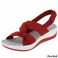 Olivia Mark - Minimalistic Fish Mouth Sandals with Bowknot and Platform Sole - Fashionable Footwear for Summer Wardrobe Orthopedic Sandals, Sporty Sandal, Athletic Sandals, Roman Sandals, Comfy Sandals, Fashion Sandals, Platform Wedge Sandals, Designer Sandals, Toe Sandals