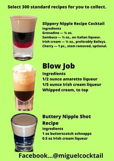 the different types of drinks are shown in this chart, which shows how to make them