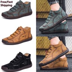 Great Shopping Men's Leather Soft Athletic Casual Boots Walking Sneakers Fashion Sports Shoes, Fashion winter shoes