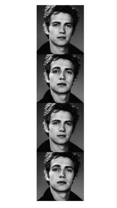 four different images of the same person in black and white, with one man's face