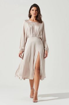 Marin Dolman Sleeve Midi Dress – ASTR The Label Formal Wedding Guest Dress, Champagne Dress, Cocktail Dress Wedding, Nude Dress, Guest Attire, Bridal Shower Dress, Wedding Attire Guest, Cocktail Attire, Shower Dresses