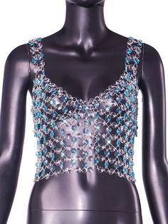 Diamond crop top. Mannequin Light, Jeans Runway, Party Tank Top, Top And Jeans, Diamond Top, Chain Top, Shirt Dress Casual, Bead Chain, Blue Jewelry