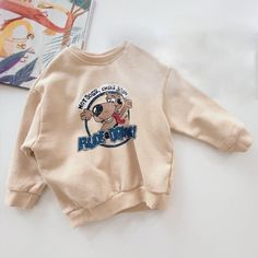 Unisex Hot Dog Cartoon Printed Top Boy Clothes Wholesale - PrettyKid Casual Beige Tops For Playwear, Casual White Sweatshirt For Playtime, Casual Cream Tops For Playwear, Hot Dog Cartoon, Top Boy, Dog Cartoon, Boy Clothes, Cartoon Dog, Boys Top