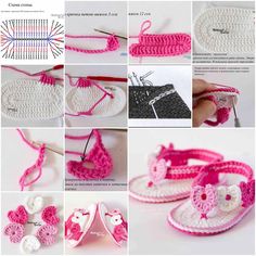 crochet patterns for sandals and slippers with instructions to make them look like they are