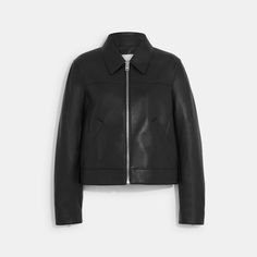 COACH® | Leather Jacket Outdoor Winter Outfit, Black Leather Jacket Outfit, Leather Varsity Jackets, Jacket Outfit Women, Leather Jacket Outfits, Coach Outlet, Leather Jacket Black, Leather Vest, Leather Moto Jacket