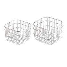 two white wire baskets sitting next to each other