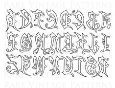 an ornate alphabet with the letter k in cursive font