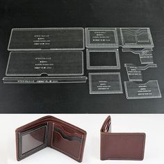 the wallet is made out of leather and has four cards in each card holder,