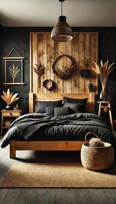 #girlsroom #bedroomideas #dormdecor #bohobedroom #bohochic #homedecortips Modern Black Bedroom Design, Modern Black Bedroom, Modern Bedroom Wall, Bedroom Design Modern, Stylish Bedroom Decor, Cozy Bedroom Design, Black Bedroom Design, Garden Wood, Bedroom Wall Designs