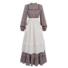 PRICES MAY VARY. 🌸2-PIECE SET WOMENS PIONEER DRESS: The prairie dress women comes with 1pc floor length pioneer dress and 1pc apron with pocket. 🌸DESIGN: The prairie dresses for adult women features elastic waist, decorative button on the front, black ribbon trim along the front and sleeve cuffs, as well as a zipper on the back for easy wear. The long puffy sleeves has functional button at the cuffs. Complete the pioneer look with the pioneer apron to recreate the Laura Ingalls Wilder. And the American Pioneers Aesthetic Outfit, Pioneer Apron, Hannah Becker, Colonial Dresses, Thanksgiving Play, Biblical Clothing, Pilgrim Dresses, Colonial Costume, Pioneer Costume