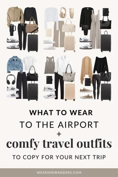 Comfy Travel Outfits to Wear to the Airport and Beyond — Wear She Wanders City Vacation Outfits Summer Travel Style, Transatlantic Flight Outfit, Best Travel Outfits For Women Plane, Air Travel Outfits, Airport Outfits For Women, Classy Airport Outfit, Travel Day Outfit, Stylish Travel Outfit, Amsterdam Vacation