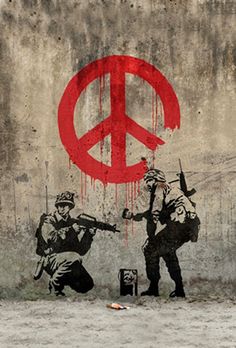 'Soldiers Secretly Want Peace', Banksy, street art. Street Art Banksy, Banksy Graffiti, Banksy Art, Graffiti Artwork, Banksy Canvas, 3d Street Art, Pop Art Canvas, Peace Art, Graffiti Wall